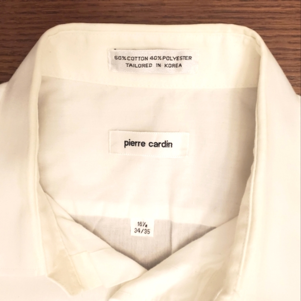 Vintage Men's Pierre Cardin White Dress Shirt | Neck 16 1/2; Sleeves 34/35
